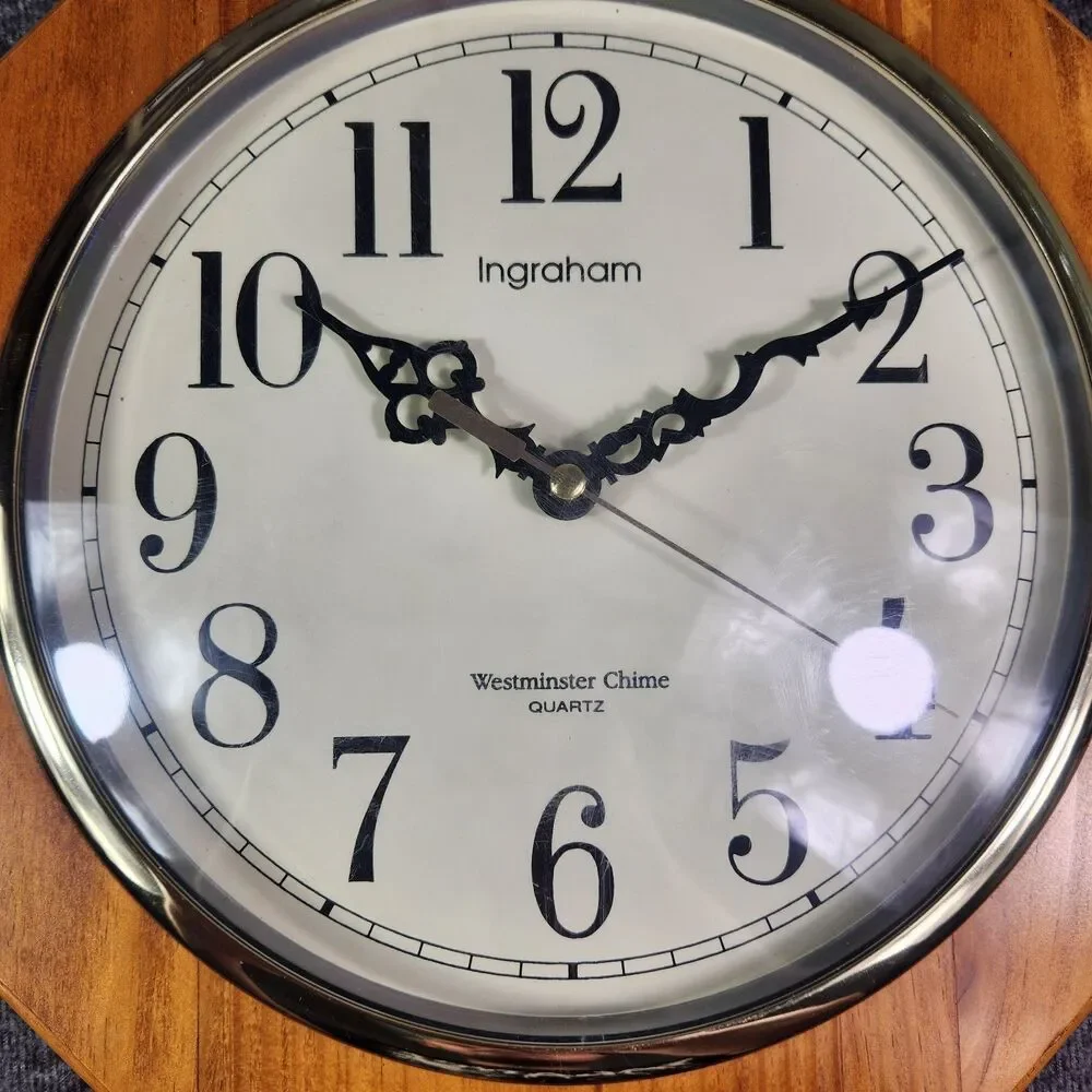 Ingraham Westminster Regulator Wood Clock Working Chime and Pendulum Works Read